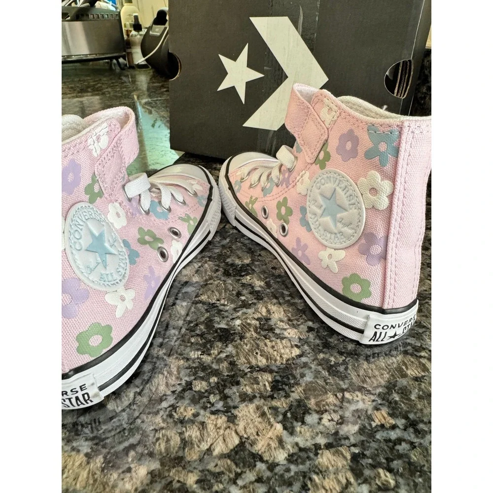 Converse Chuck Taylor All Star 1V Hi Pink Floral Kids Youth Size 12 A17089F
